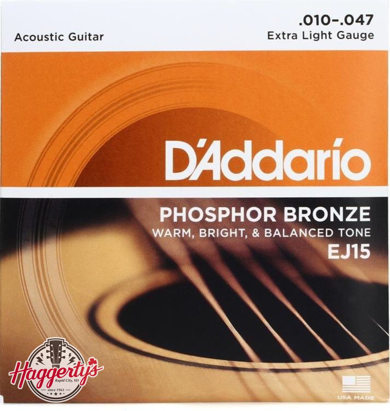 D'Addario EJ15 Phosphor Bronze Acoustic Guitar Strings 10-47