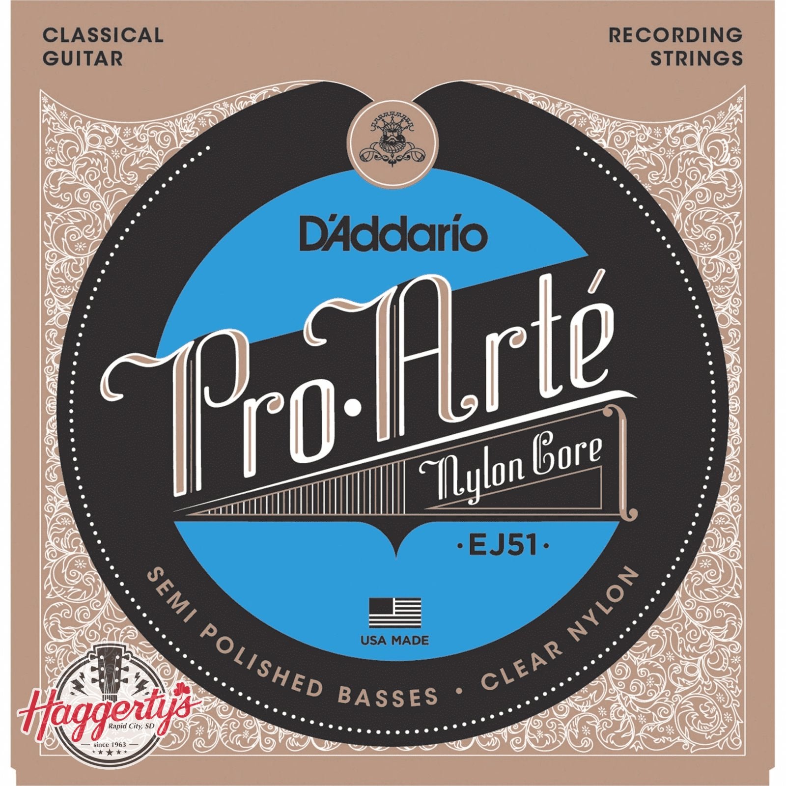 D'Addario EJ51 Pro-Arte Classical Guitar Strings with Polished Basses Hard Tension