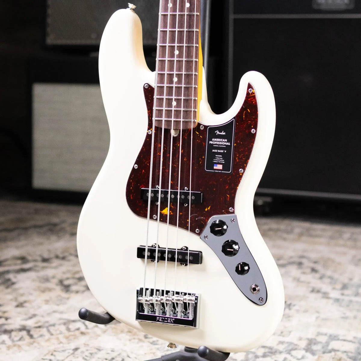 Fender American Professional Jazz Bass V - Olympic White with Hardshell Case
