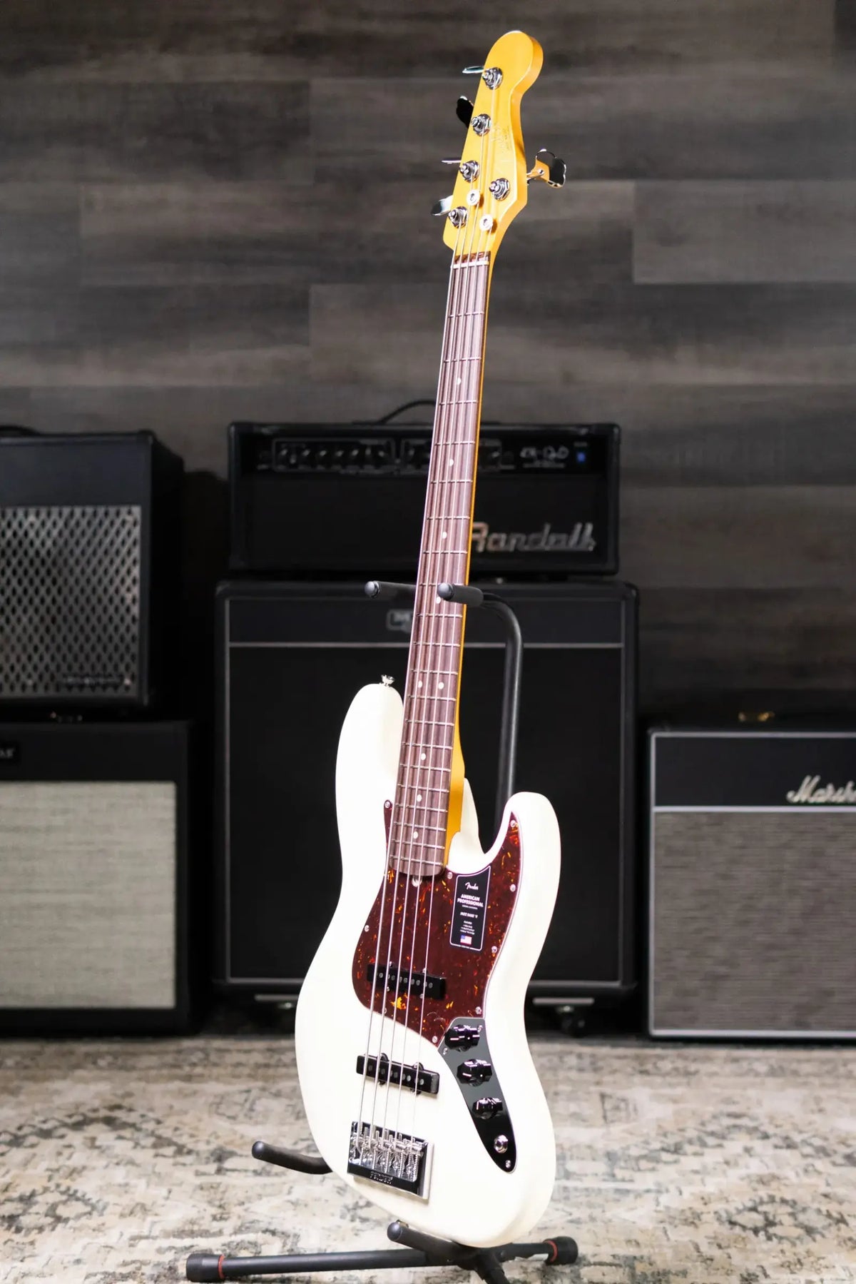 Fender American Professional Jazz Bass V - Olympic White with Hardshell Case