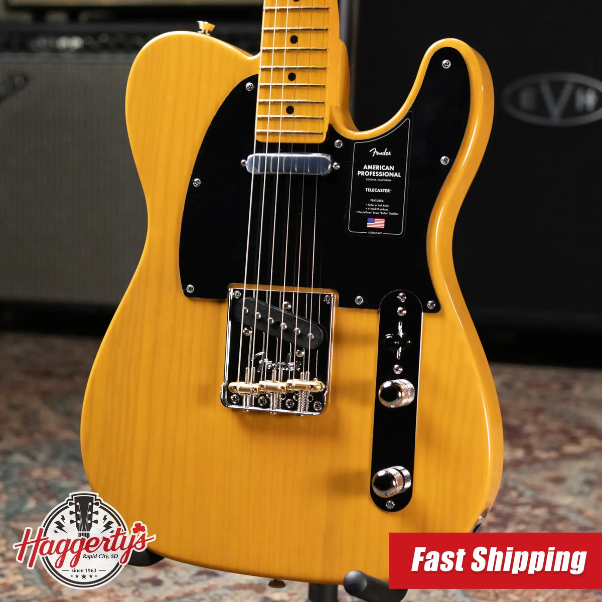 Fender American Professional Telecaster Electric Guitar - Butterscotch Blonde with Hardshell Case
