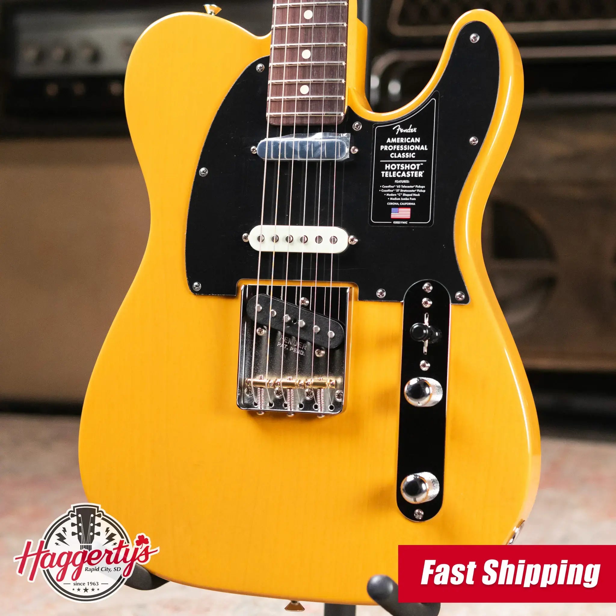 Fender American Professional Classic Hotshot Telecaster Electric Guitar - Butterscotch Blonde with Gig Bag