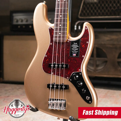 Fender American Professional Classic Jazz Bass - Faded Firemist Gold with Gig Bag