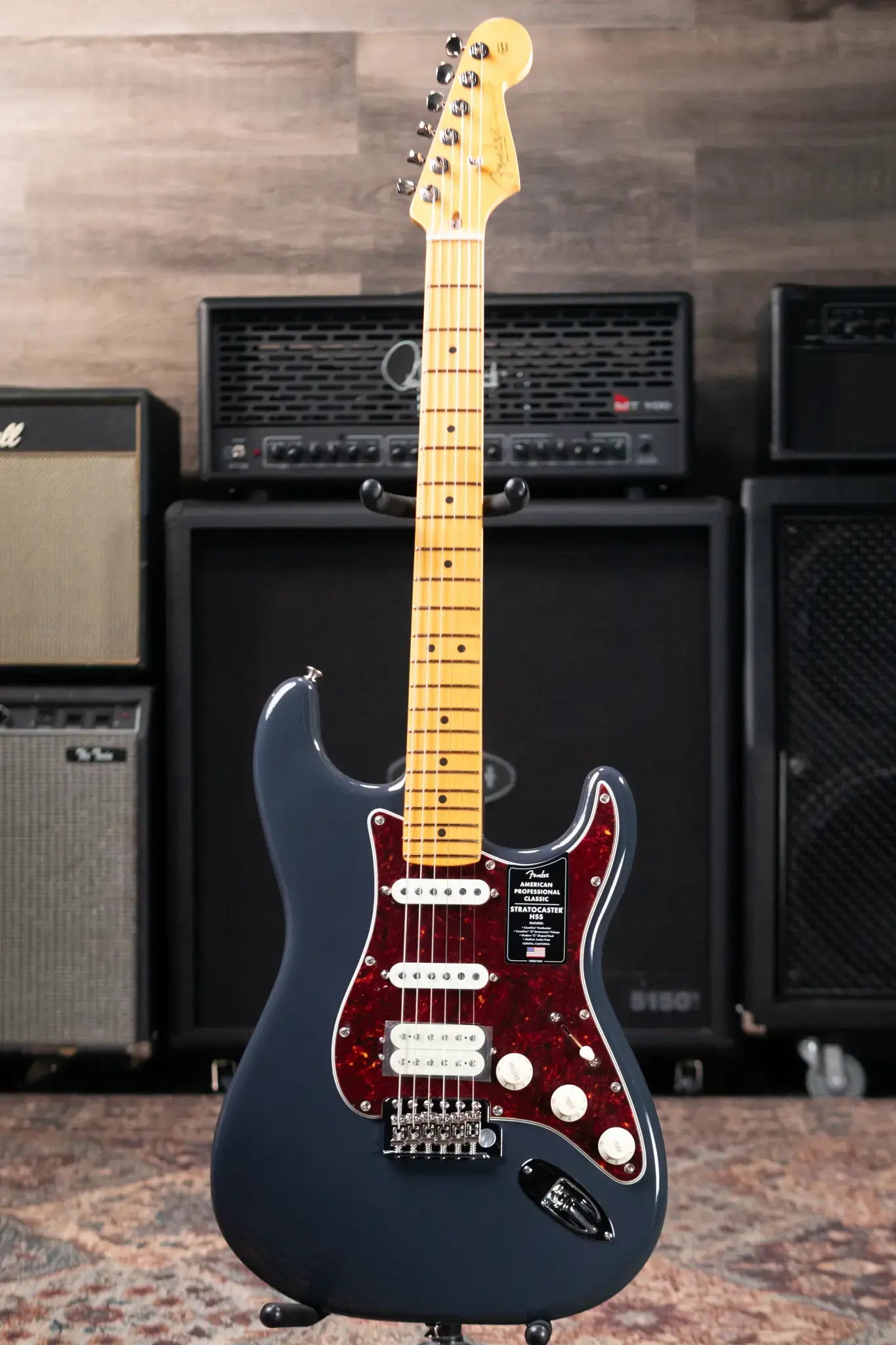 Fender American Professional Classic Stratocaster HSS Electric Guitar - Faded Black with Gig Bag