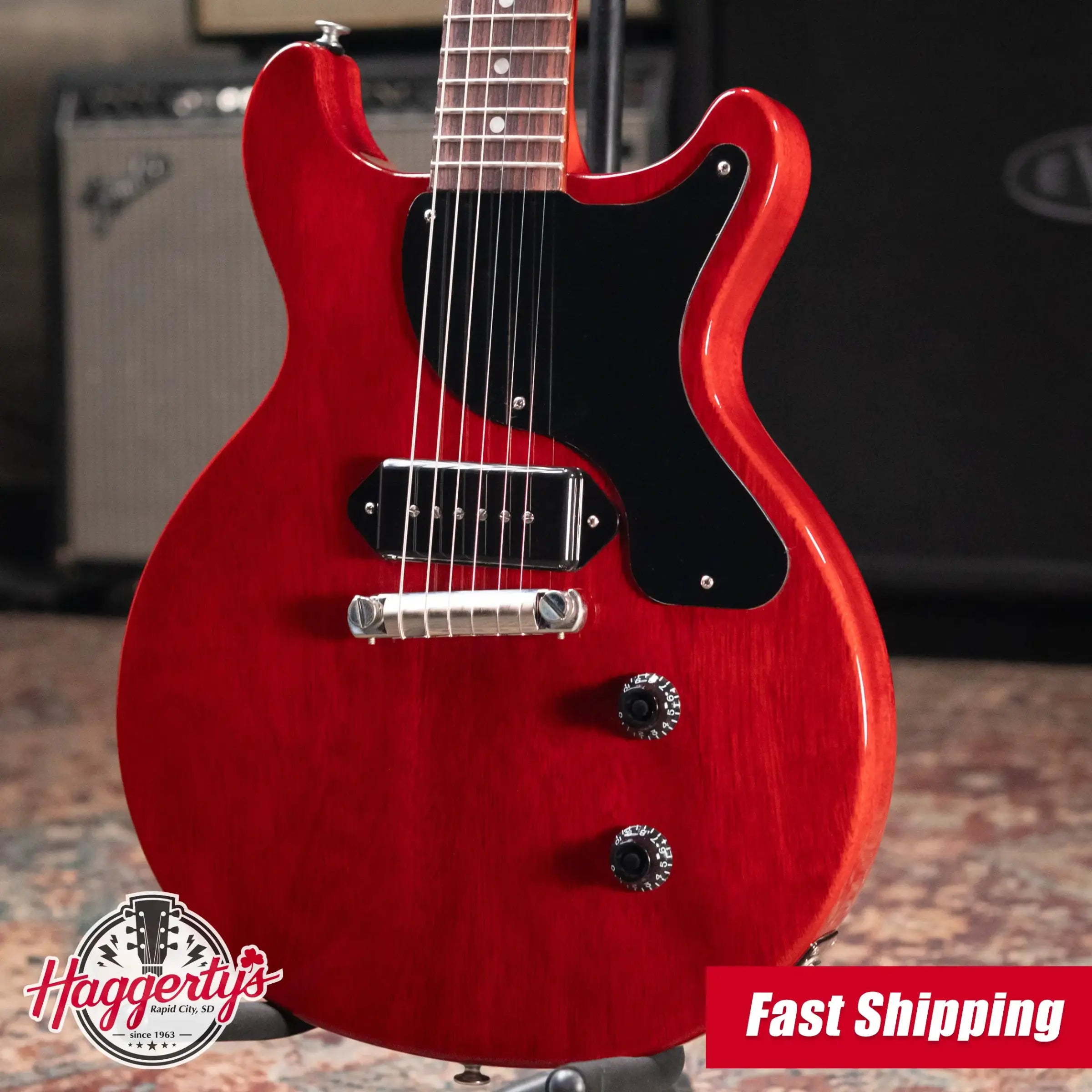 Gibson Les Paul Junior Double Cutaway Electric Guitar - Vintage Cherry with Hardshell Case