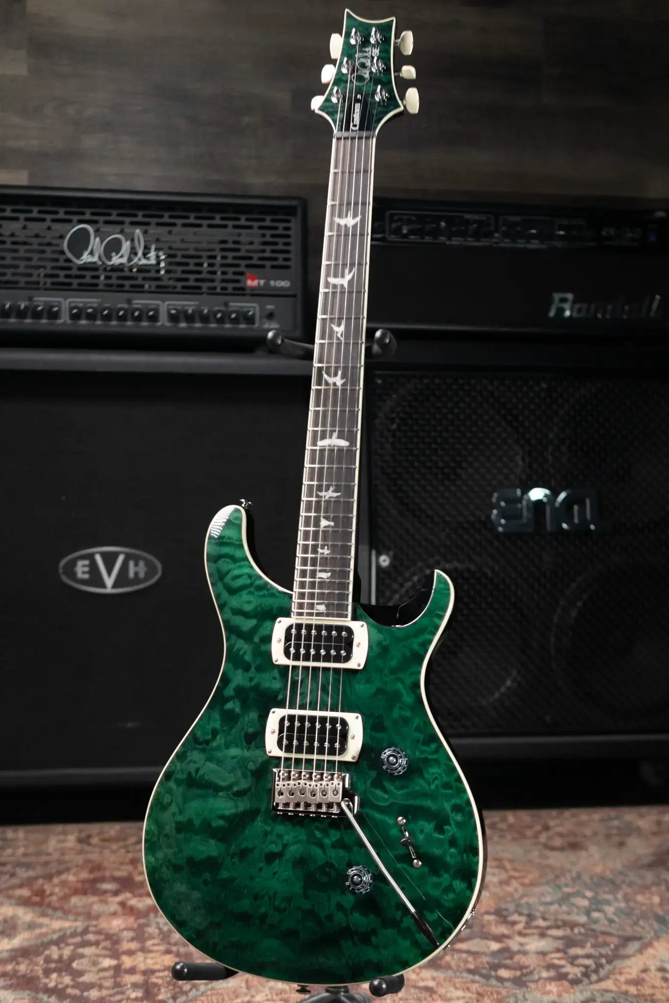 PRS SE Custom 24 Quilt Package Electric Guitar - Teal Black with Gig Bag