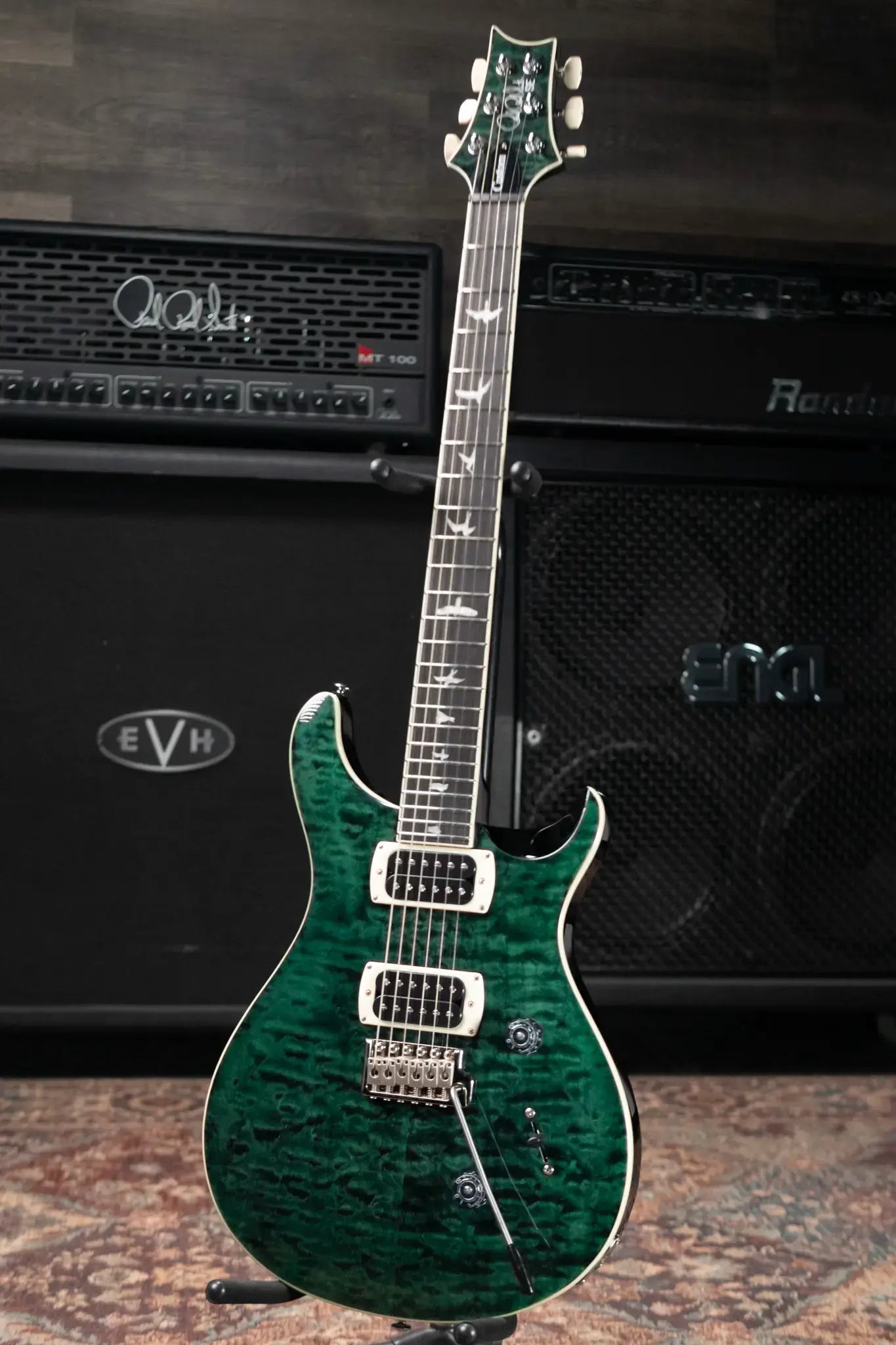 PRS SE Custom 24 Quilt Package Electric Guitar - Teal Black with Gig Bag