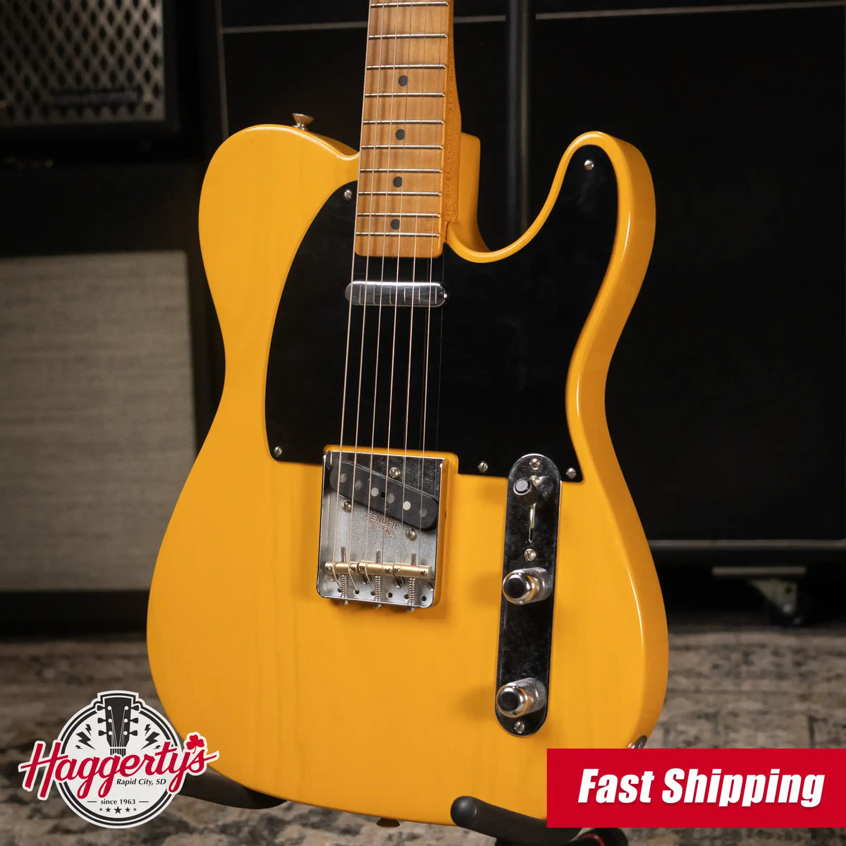 Fender 75th Anniversary Vintera Road Worn 1951 Telecaster Electric Guitar - Butterscotch Blonde with Hardshell Case - Demo