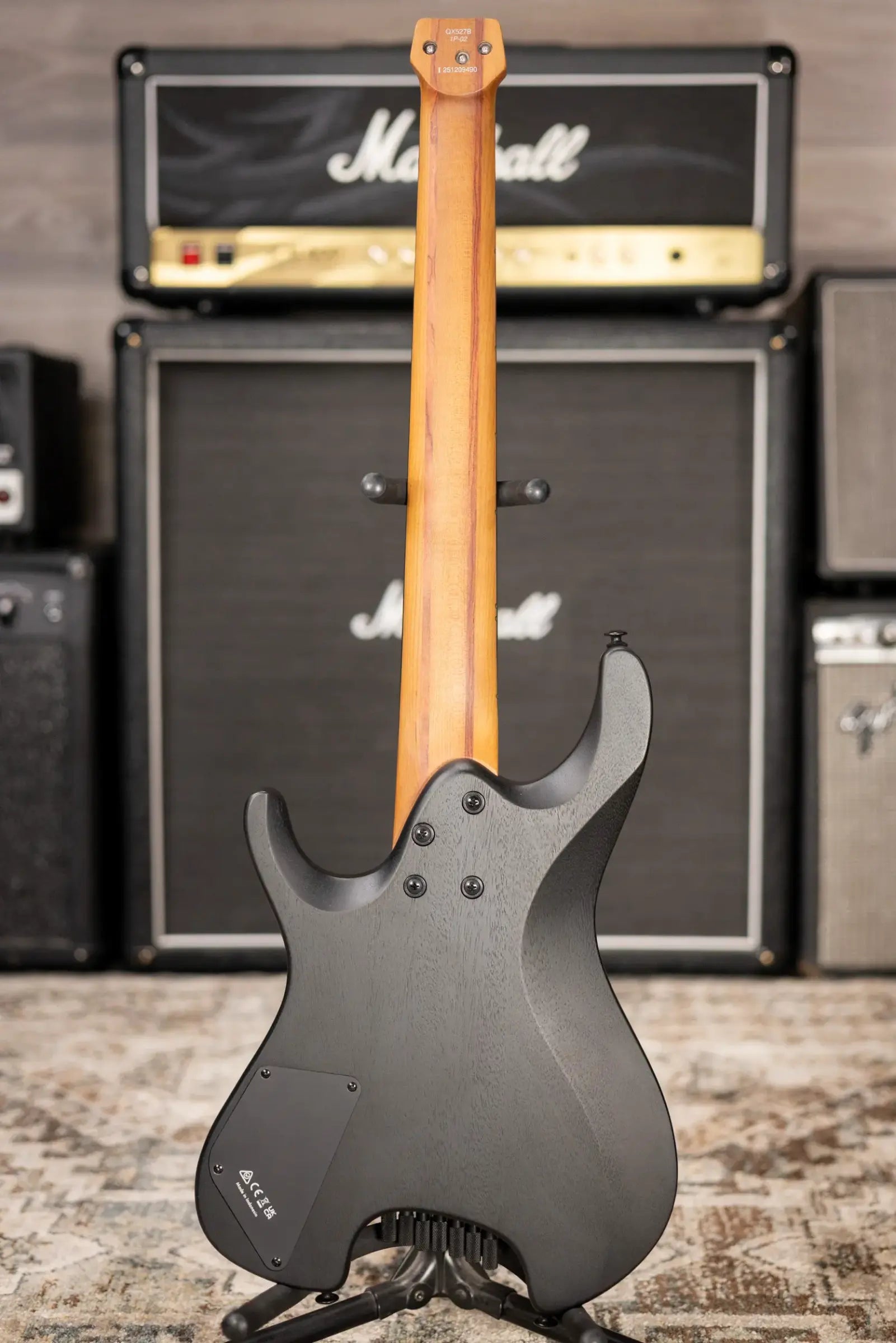 Ibanez QX527B 7-String Headless Electric Guitar - Weathered Black with Gig Bag