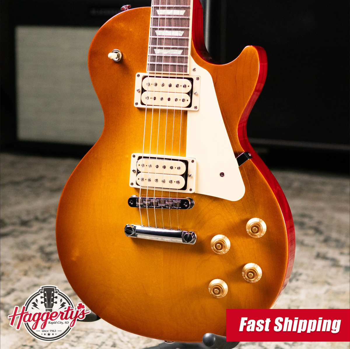 Gibson Les Paul Studio Double Trouble Electric Guitar - Dirty Lemon Burst/Cherry Back with Gig Bag
