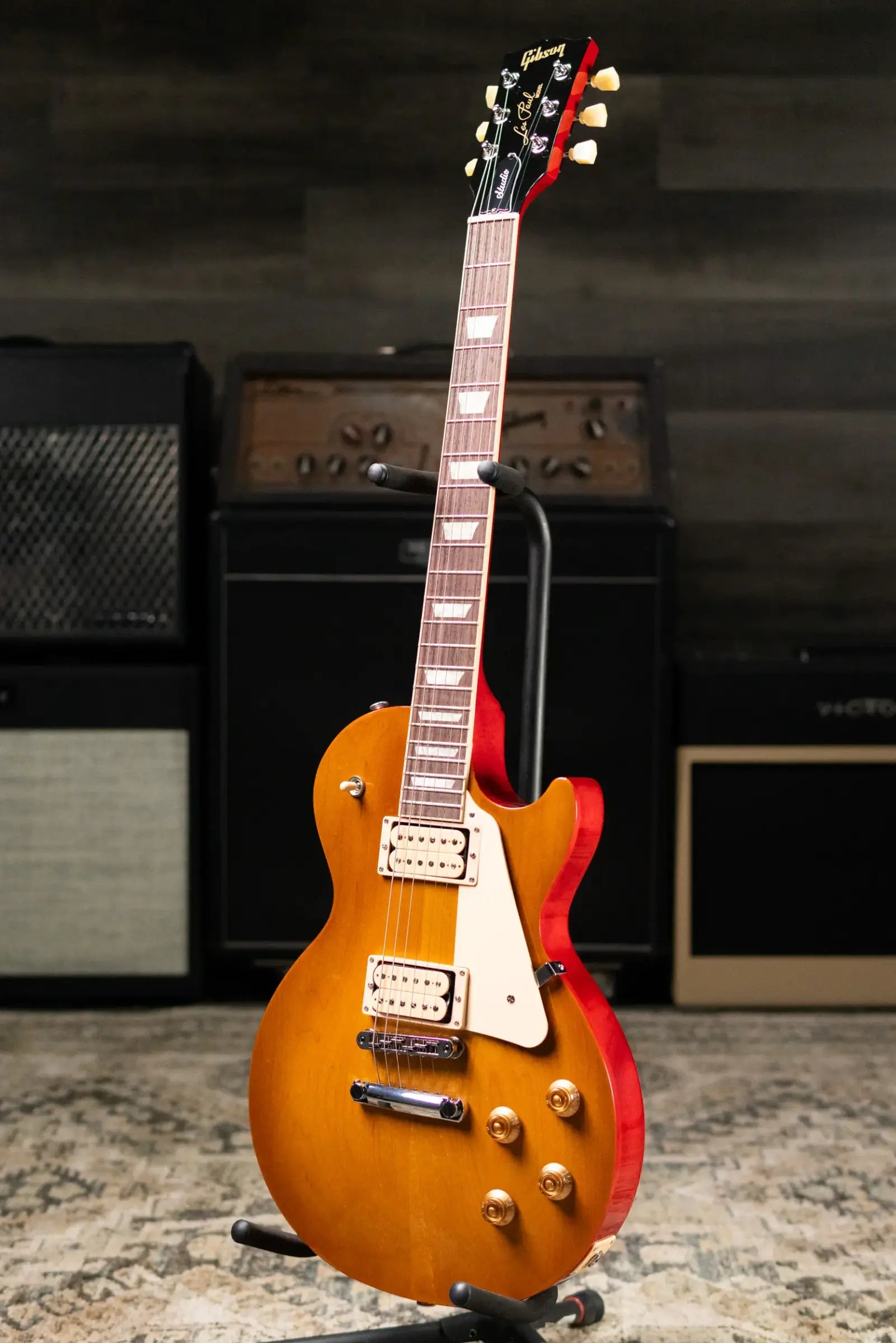 Gibson Les Paul Studio Double Trouble Electric Guitar - Dirty Lemon Burst/Cherry Back with Gig Bag