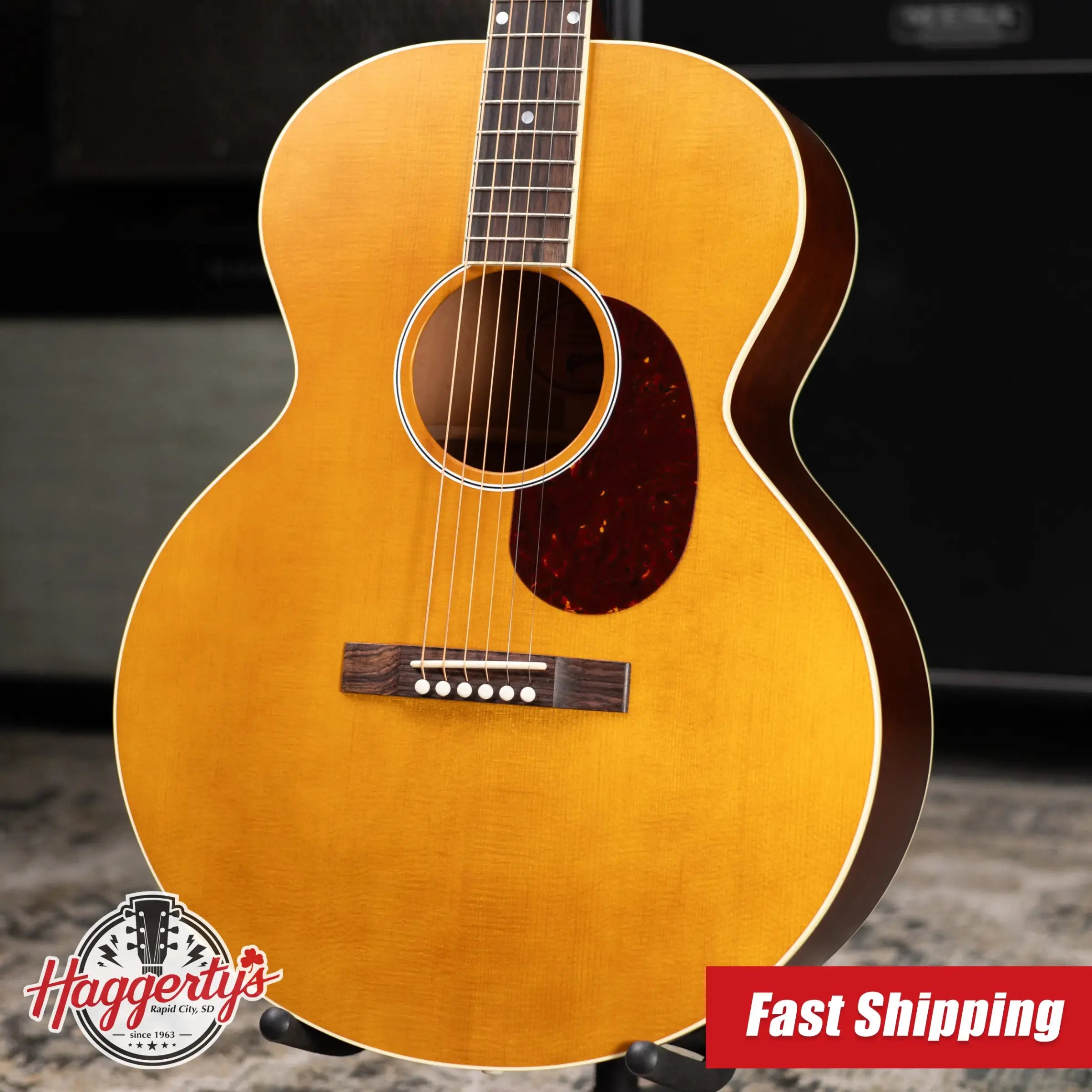 Gibson Century Collection J-185 12-Fret Acoustic Guitar - Vintage Amber with Hardshell Case