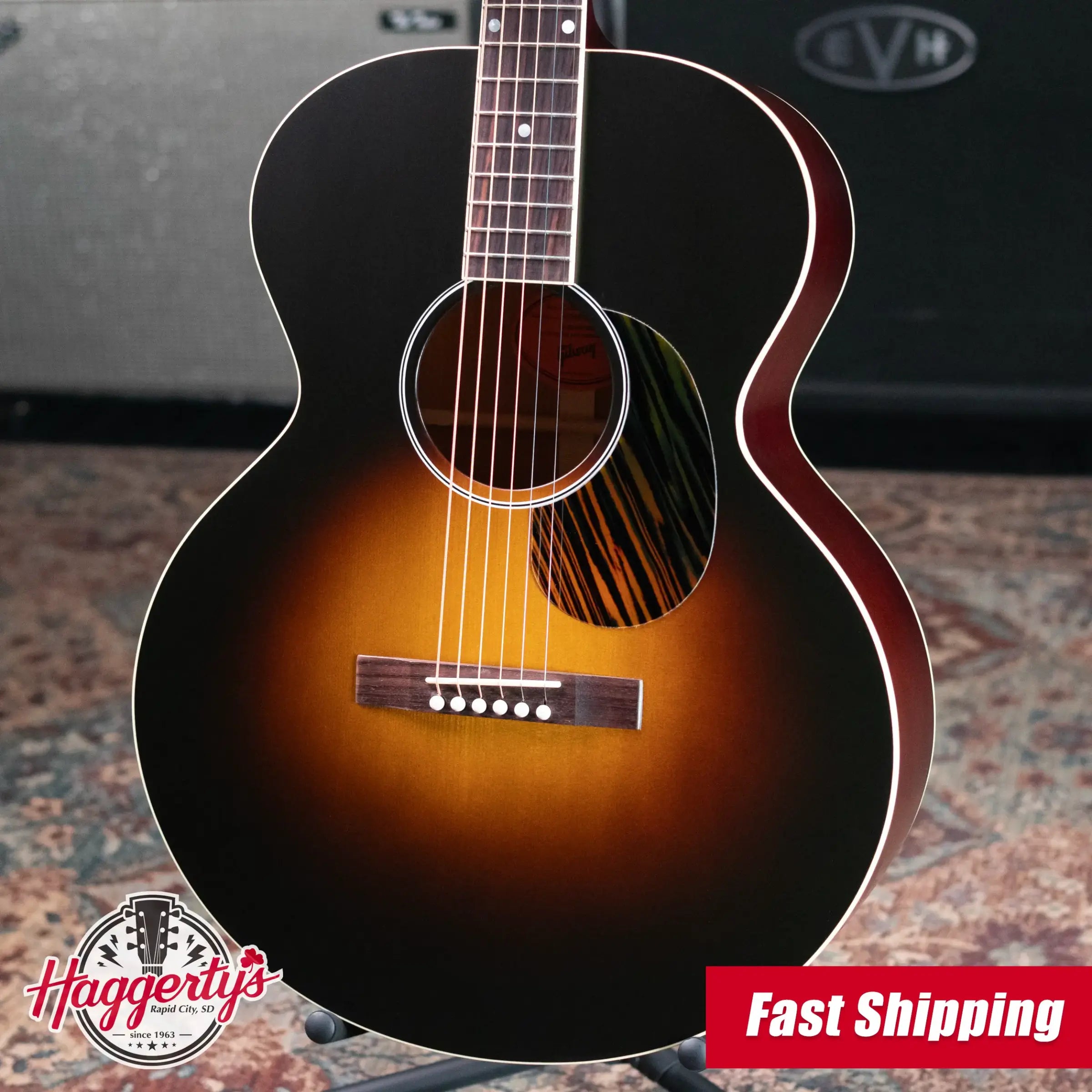 Gibson Century Collection J-185 12 Fret Acoustic Guitar - Vintage Sunburst with Hardshell Case