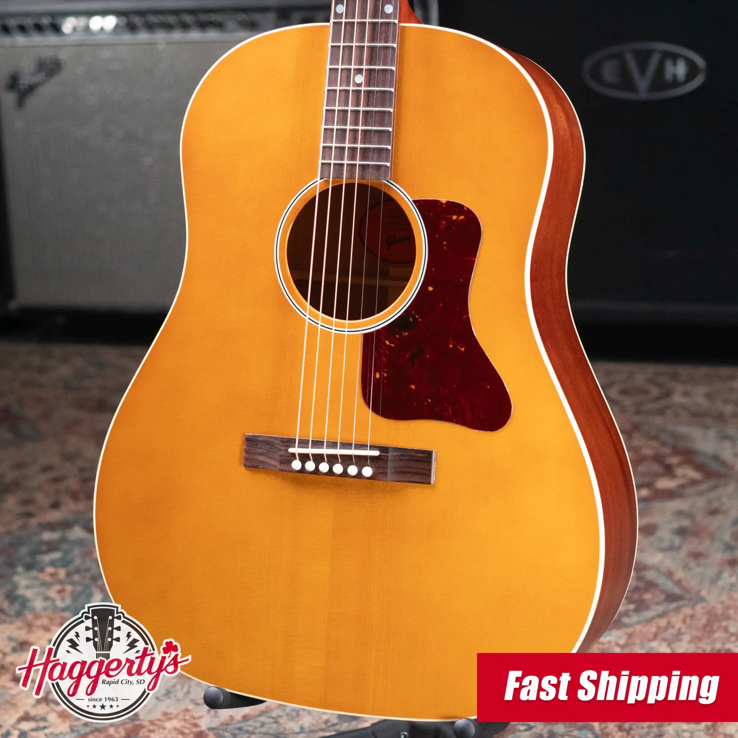 Gibson Century Collection J-45 12-Fret Acoustic Guitar - Vintage Amber with Hardshell Case