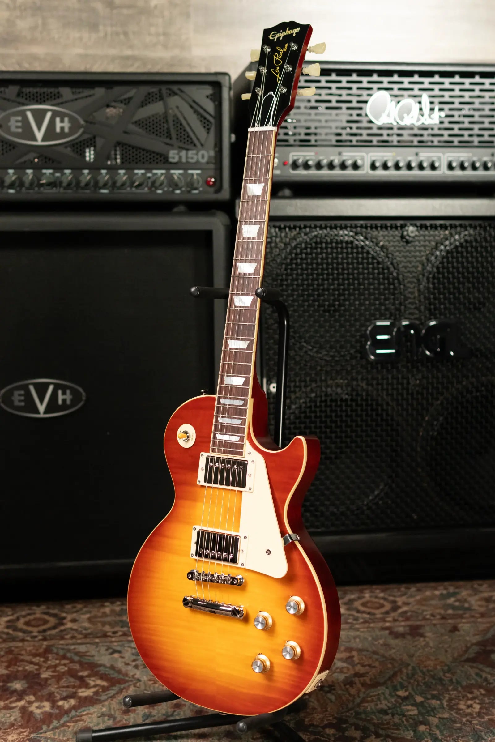 Epiphone 1960 Les Paul Standard Reissue Electric Guitar - Washed Cherry Sunburst with Hardshell Case
