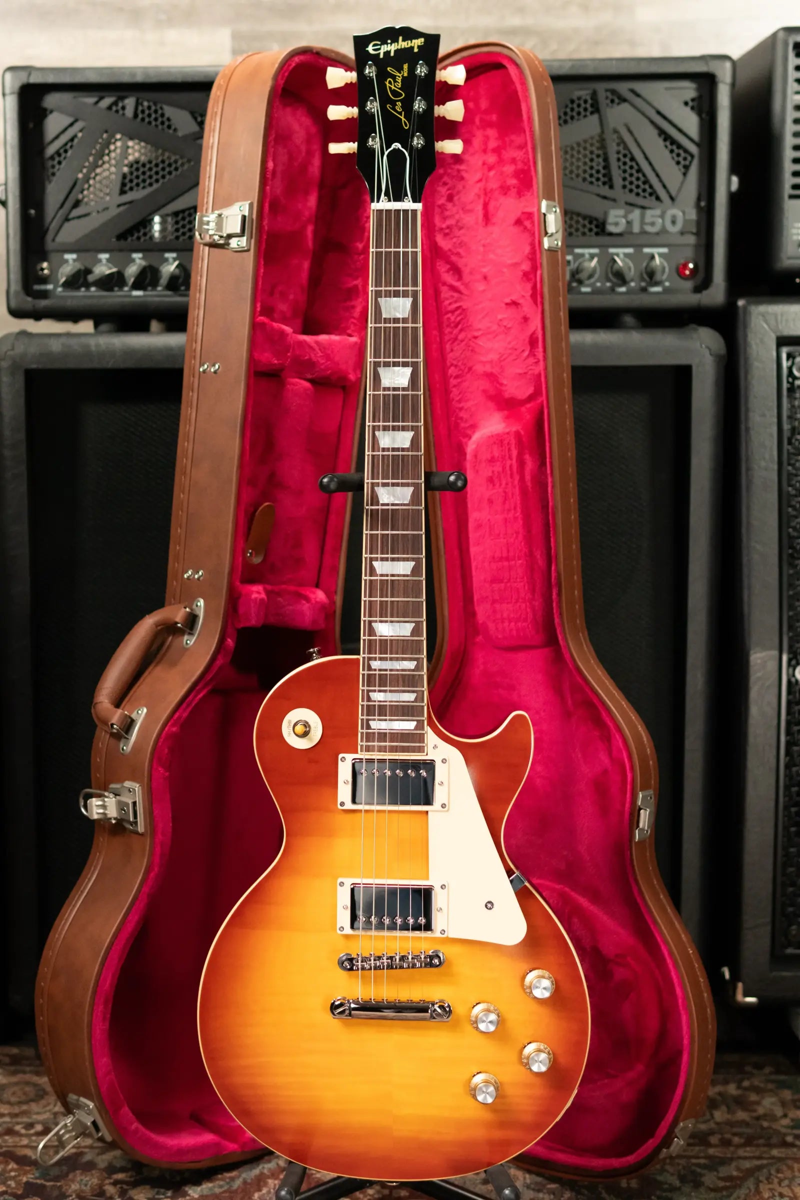Epiphone 1960 Les Paul Standard Reissue Electric Guitar - Washed Cherry Sunburst with Hardshell Case