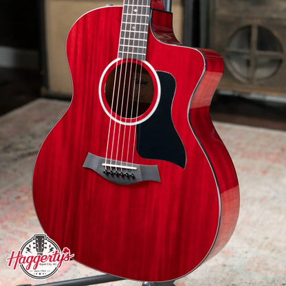 Taylor 224ce Plus Special Edition Grand Auditorium Acoustic/Electric Guitar - Trans Red Top with Aerocase