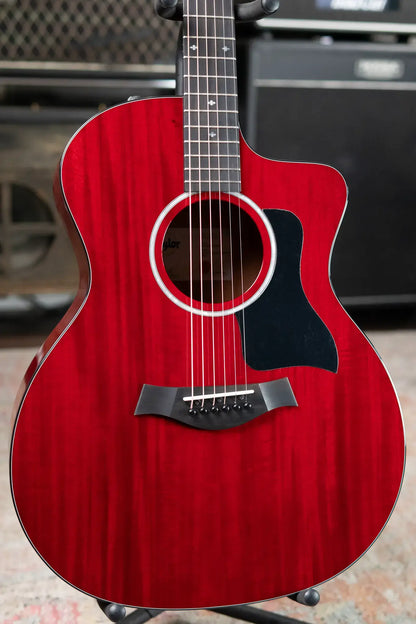 Taylor 224ce Plus Special Edition Grand Auditorium Acoustic/Electric Guitar - Trans Red Top with Aerocase