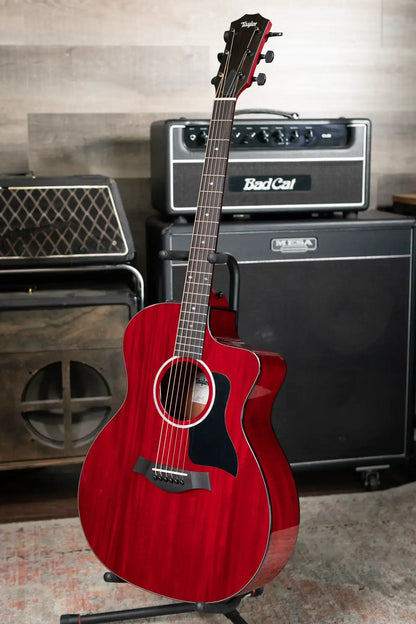 Taylor 224ce Plus Special Edition Grand Auditorium Acoustic/Electric Guitar - Trans Red Top with Aerocase