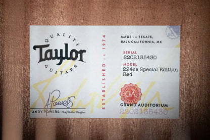 Taylor 224ce Plus Special Edition Grand Auditorium Acoustic/Electric Guitar - Trans Red Top with Aerocase