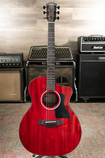 Taylor 224ce Plus Special Edition Grand Auditorium Acoustic/Electric Guitar - Trans Red Top with Aerocase