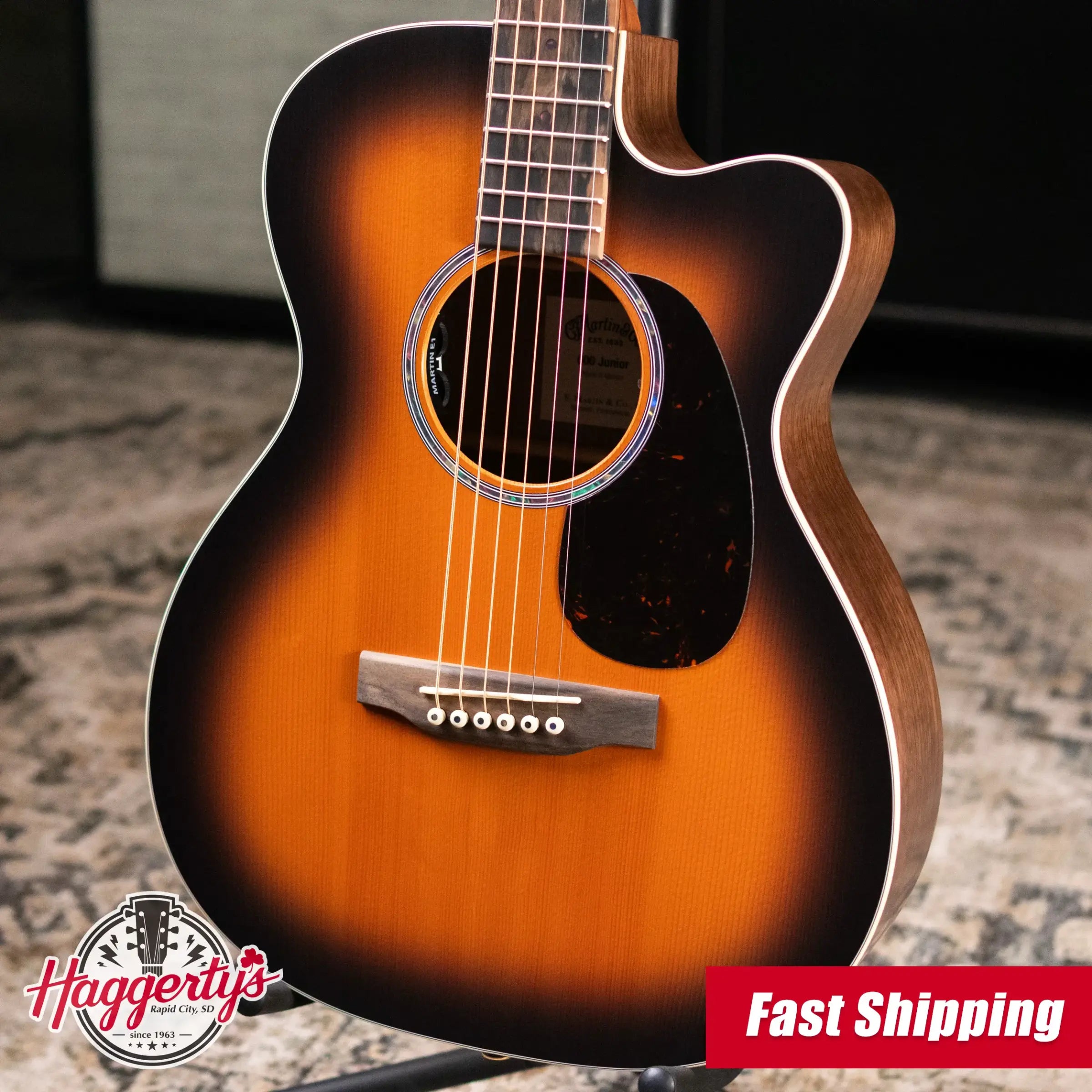 Martin 000 Jr-E Acoustic/Electric Guitar - Walnut Burst with Gig Bag