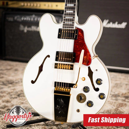 Epiphone IGC Alex Lifeson Signature 1976 ES-355 Reissue Semi-Hollow Electric Guitar - Alpine White with Hardshell Case