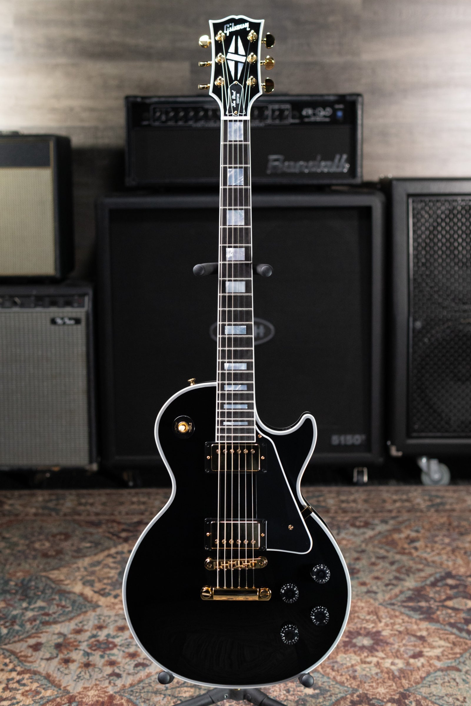 Gibson Custom Shop Les Paul Custom 25-1/2" Scale Electric Guitar - Ebony with Hardshell Case