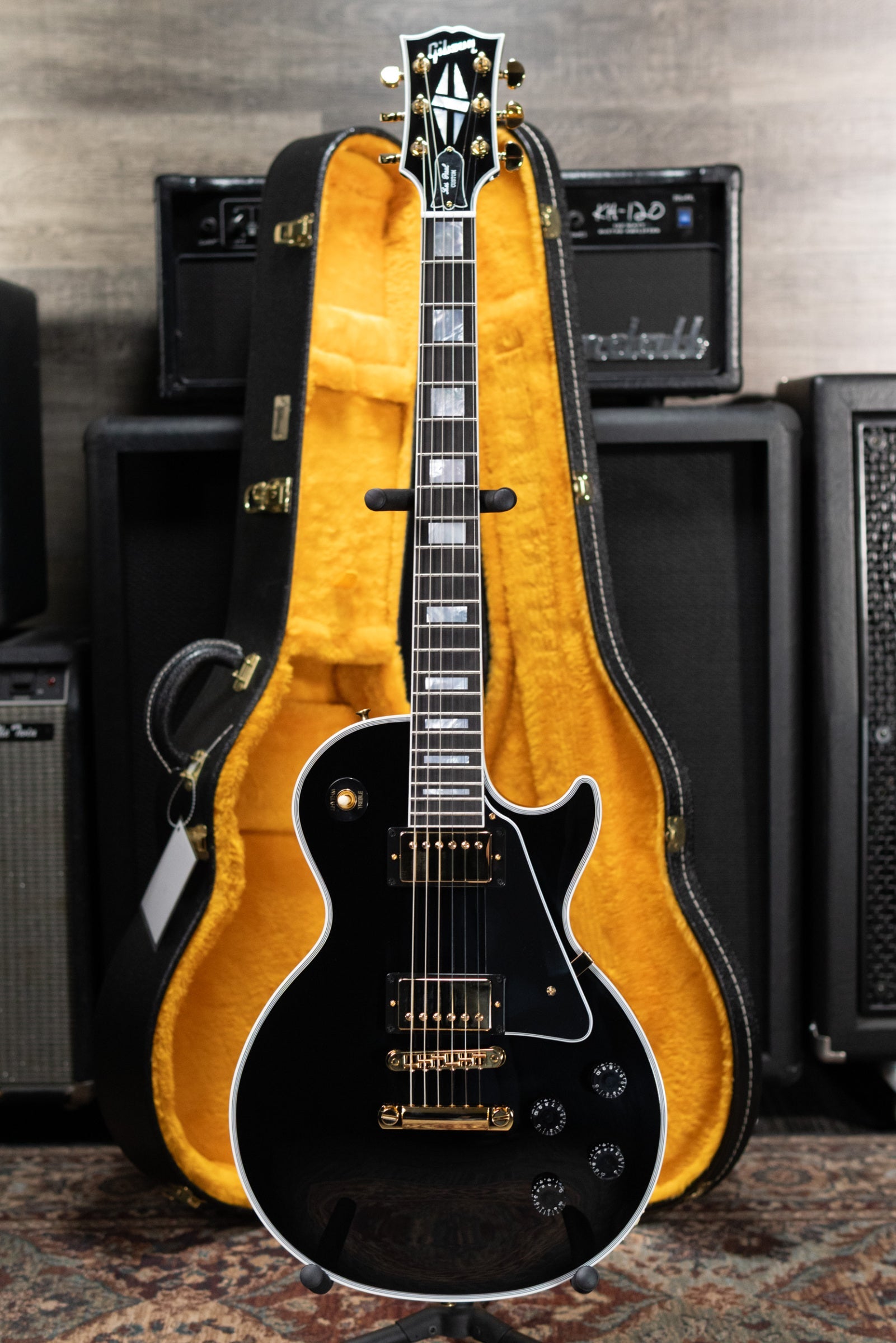 Gibson Custom Shop Les Paul Custom 25-1/2" Scale Electric Guitar - Ebony with Hardshell Case