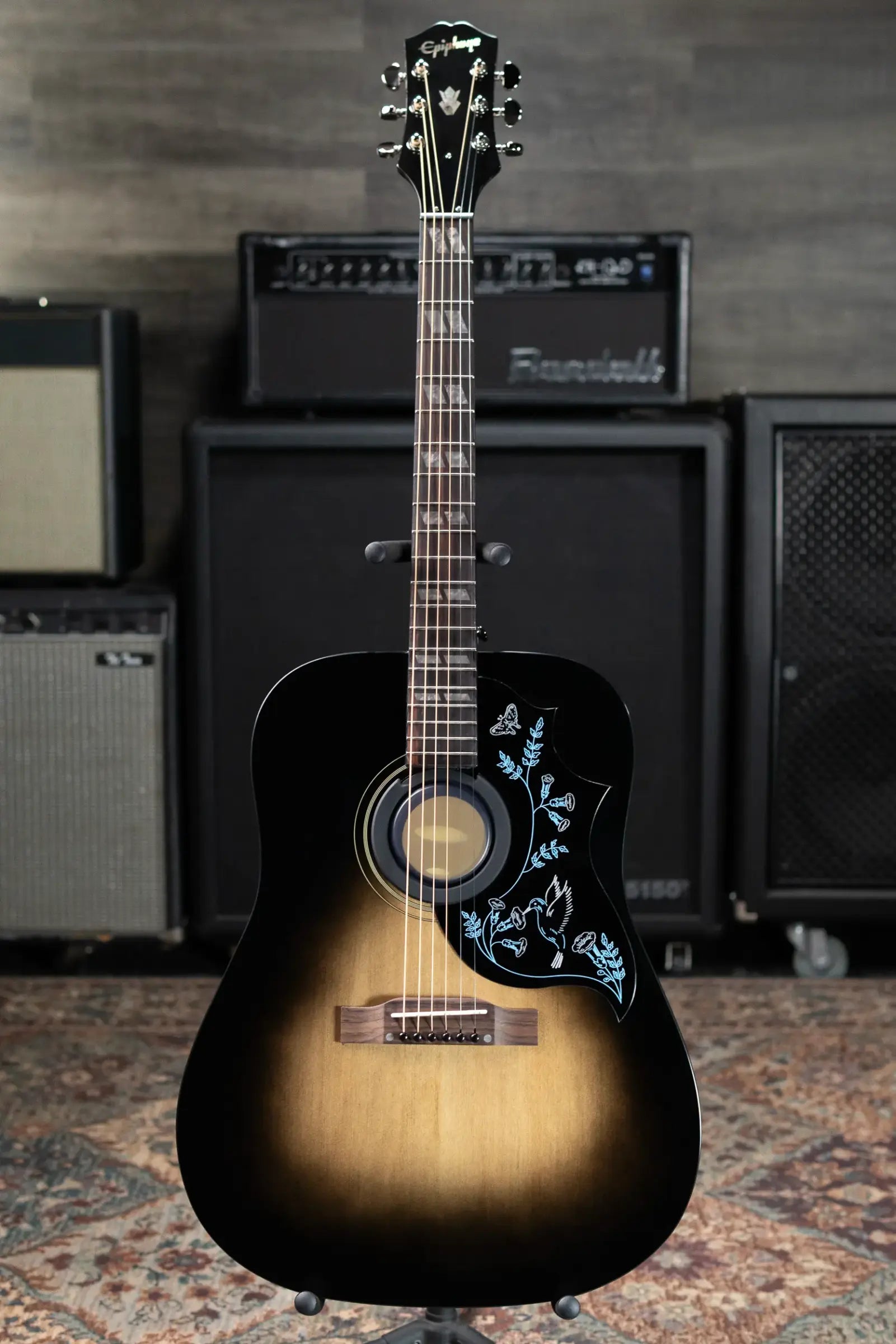 Epiphone Eric Church Signature Hummingbird Dark Studio Acoustic/Electric Guitar - Cobra Burst with Hardshell Case