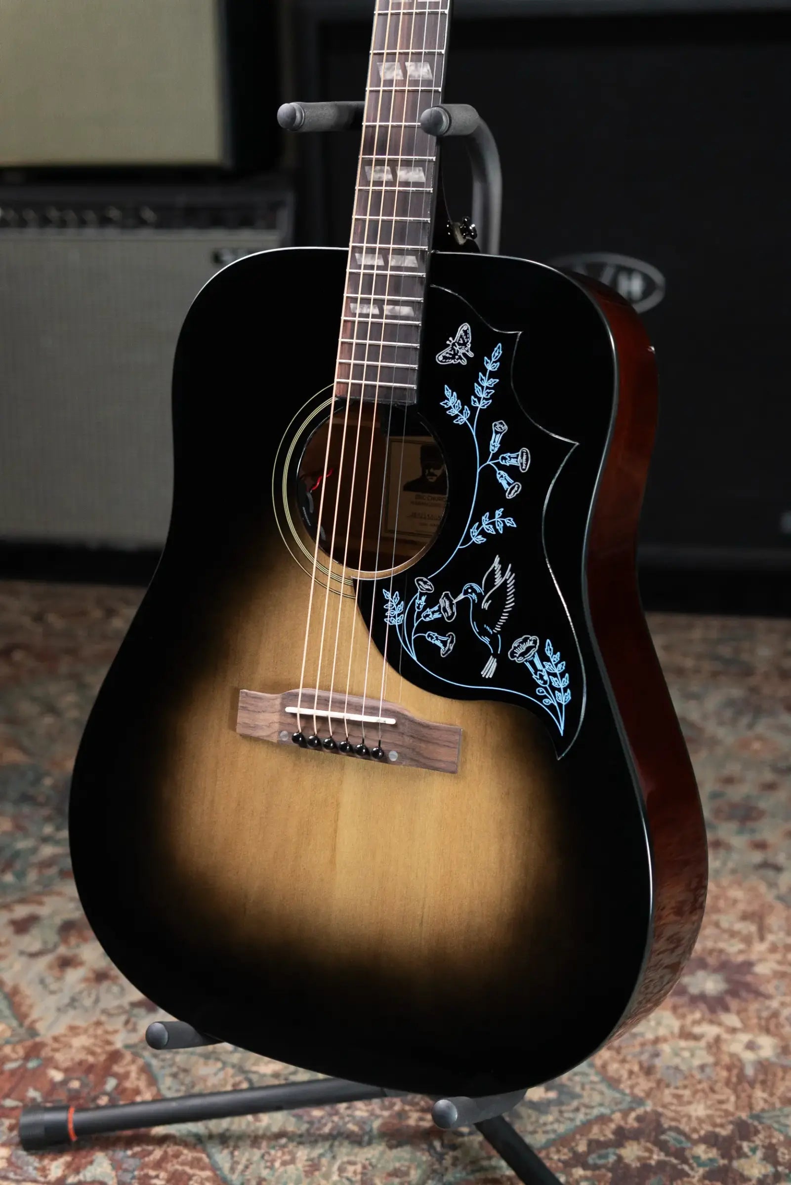 Epiphone Eric Church Signature Hummingbird Dark Studio Acoustic/Electric Guitar - Cobra Burst with Hardshell Case