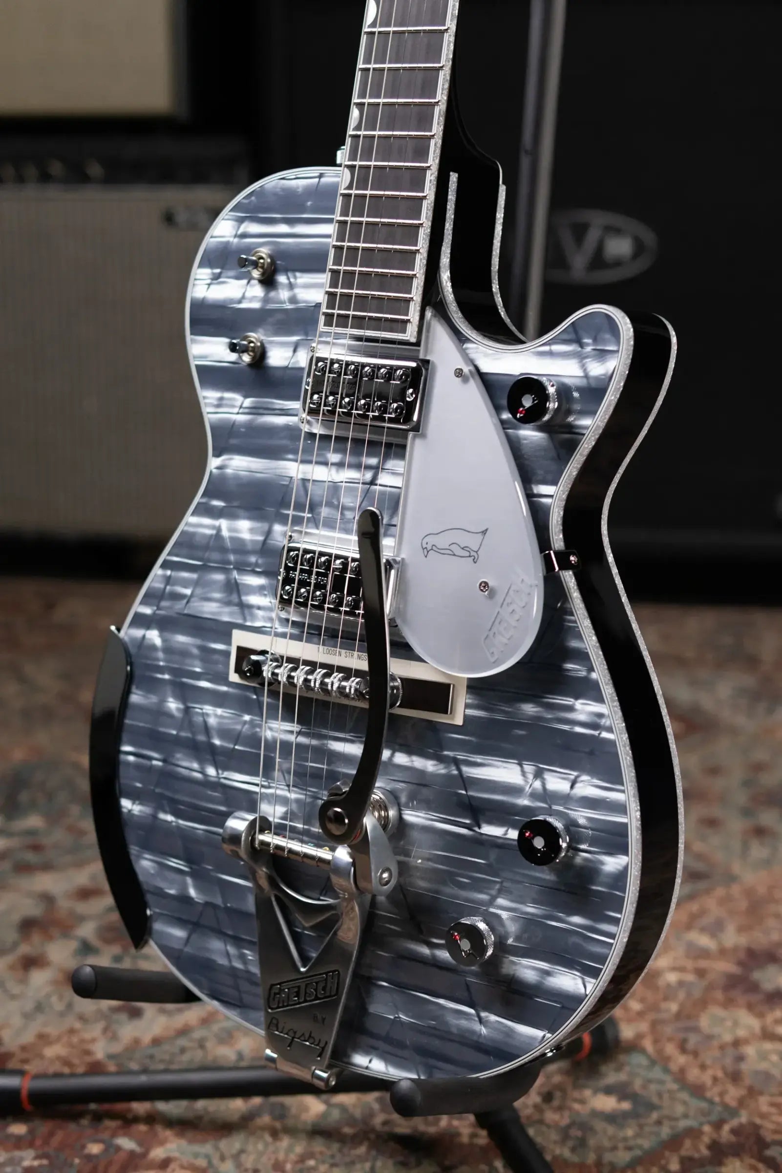Gretsch G6134T Limited Edition Penguin with String-Thru Bigsby Electric Guitar - Light Blue Pearl with Hardshell Case