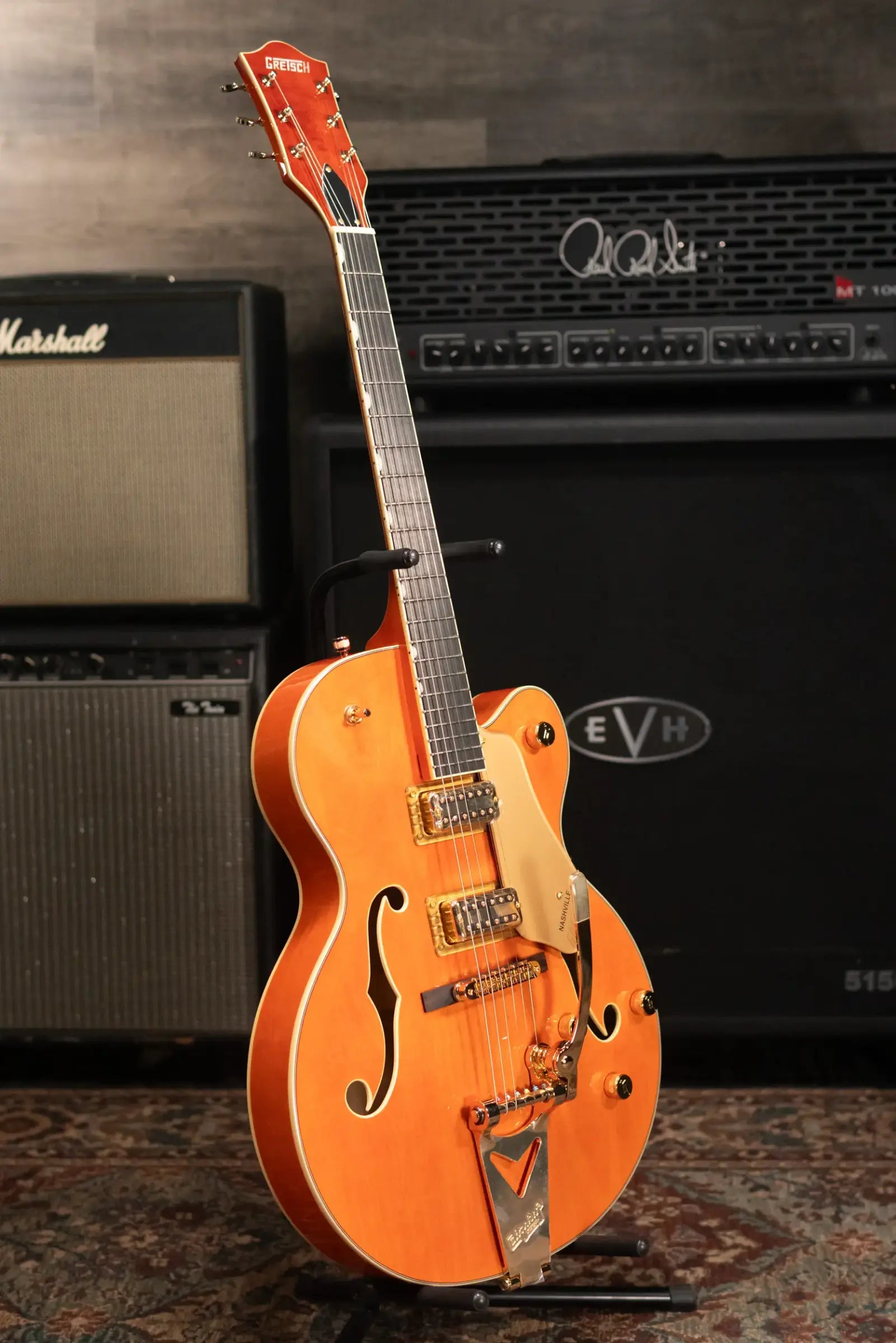 Gretsch Synchromatic Nashville Hollow Body Single-Cut with Bigsby Electric Guitar - 50's Orange Stain with Hardshell Case