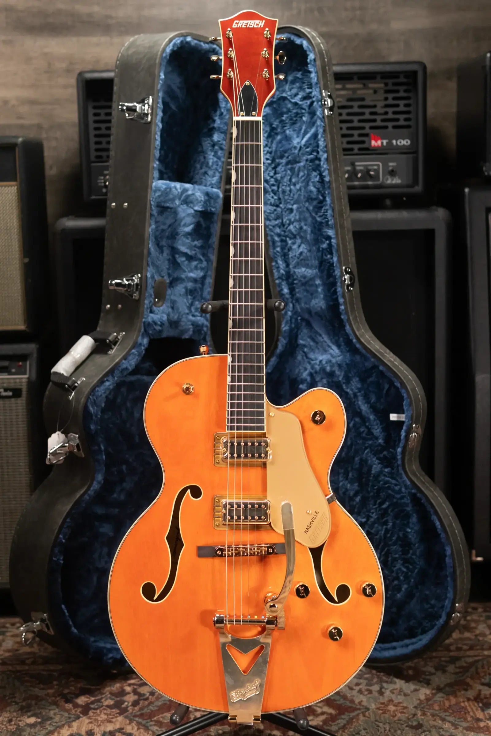 Gretsch Synchromatic Nashville Hollow Body Single-Cut with Bigsby Electric Guitar - 50's Orange Stain with Hardshell Case