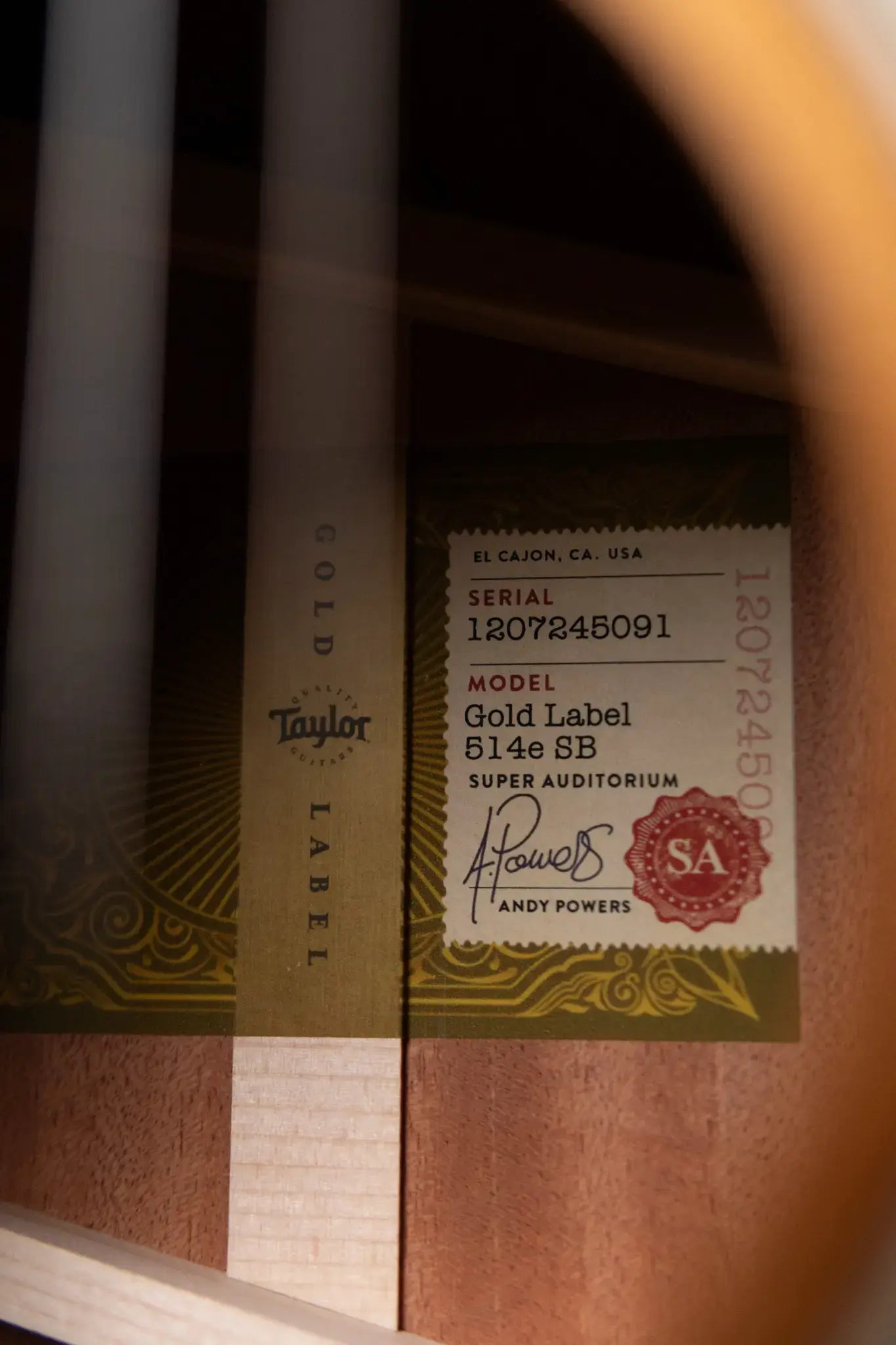 Taylor Gold Label 514e Super Auditorium Acoustic/Electric Guitar - Sunburst with Firestripe Pickguard and Hardshell Case