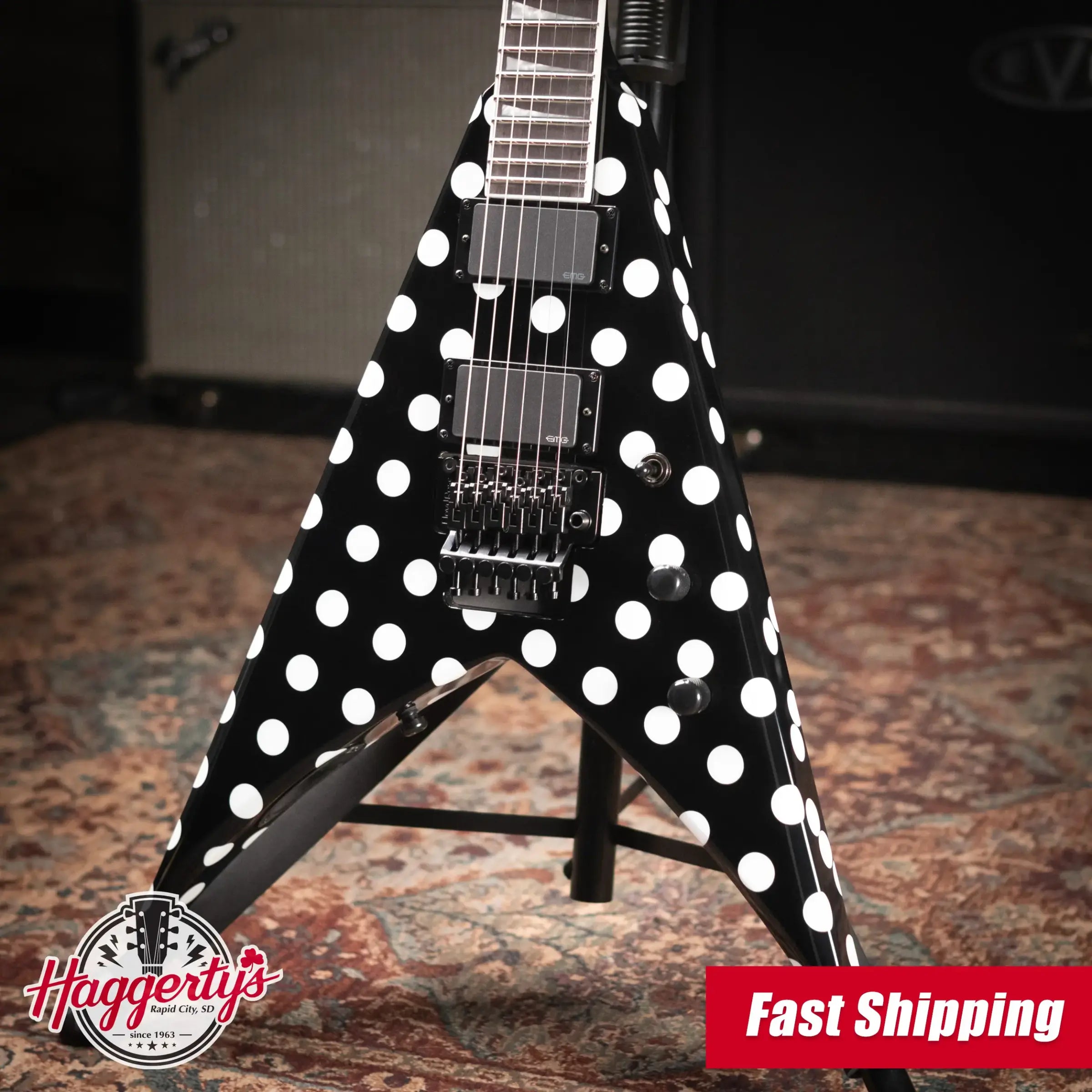 Jackson Pro Plus Signature Phil Demmel KV King V Electric Guitar - Polka Dot with Foam Core Case
