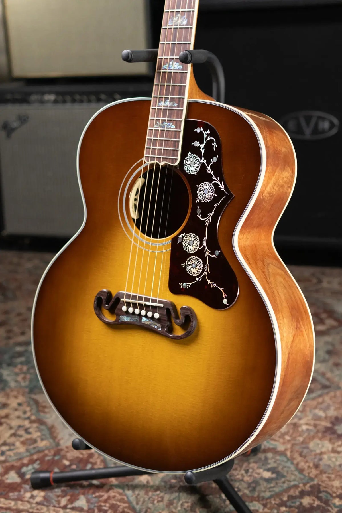 Gibson SJ-200 Elegant Koa Acoustic/Electric Guitar - Honey Burst with Hardshell Case