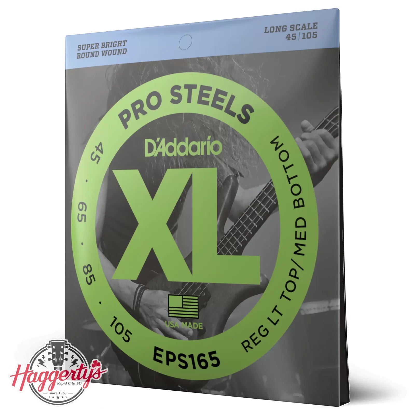 D'Addario EPS165 ProSteels Bass Guitar Strings 45-105, Long Scale