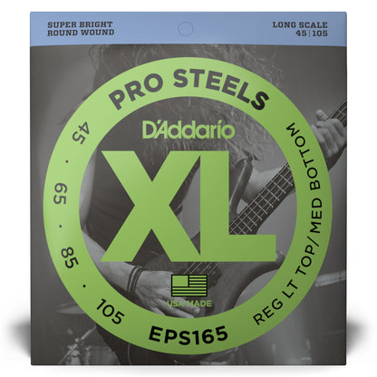 D'Addario EPS165 ProSteels Bass Guitar Strings 45-105, Long Scale