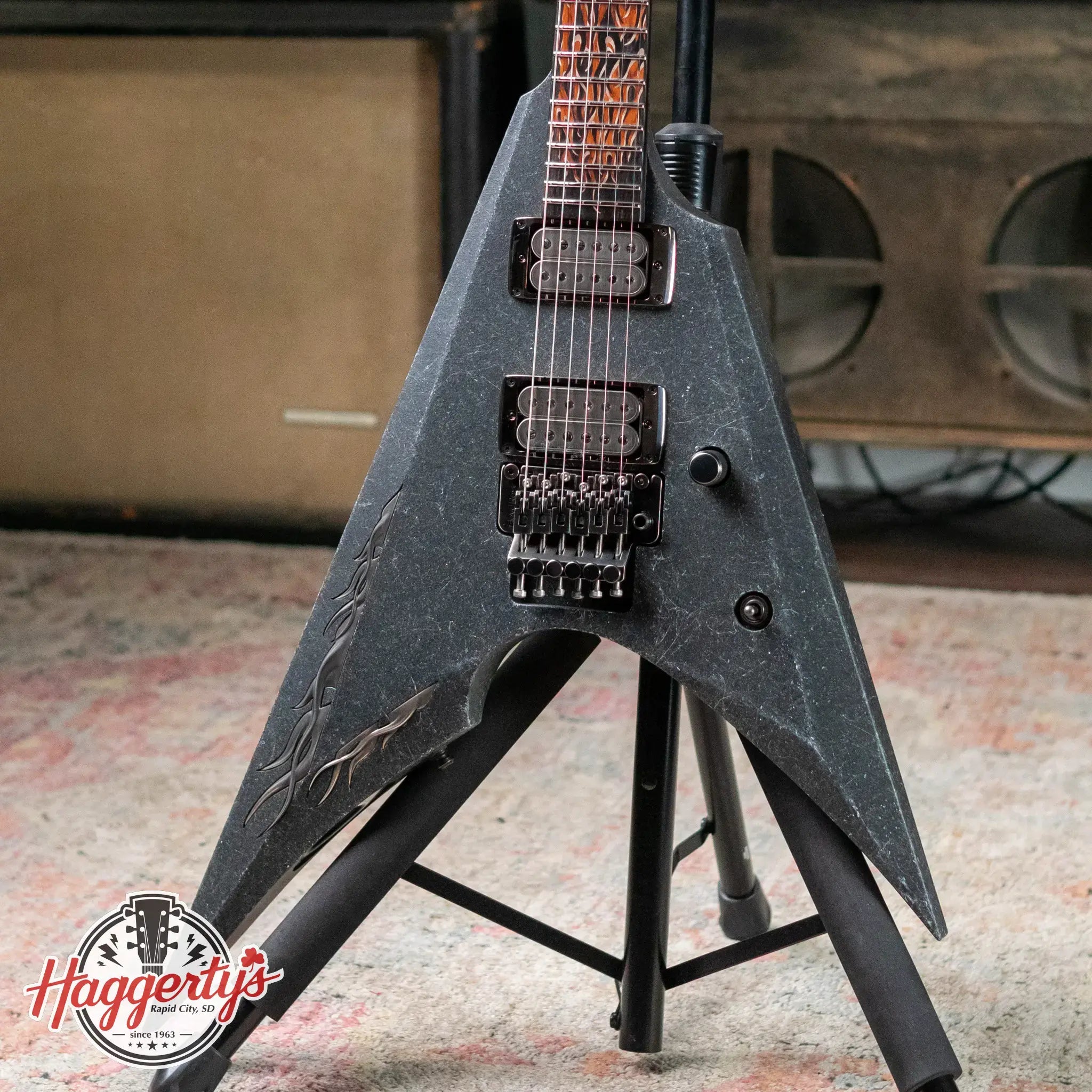 ESP 2025 NAMM Exhibition Custom Shop Arrow Electric Guitar - Basalt Stone Effect with Hardshell Case