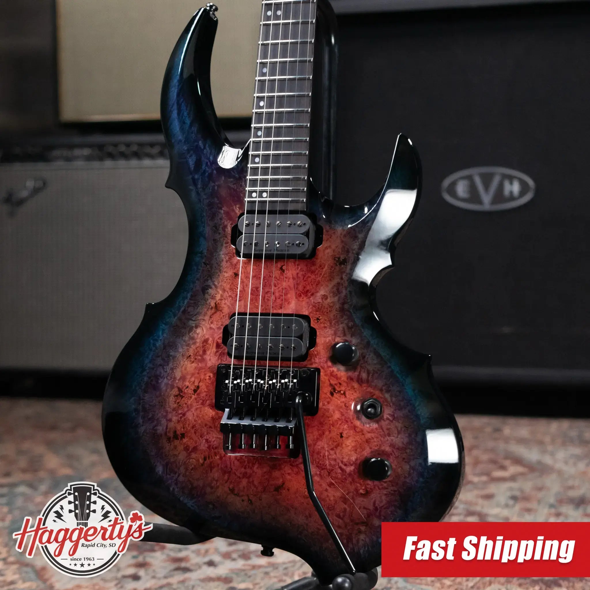 ESP Custom Shop FRX CTM Electric Guitar - Magenta Blue Burst with Hardshell Case