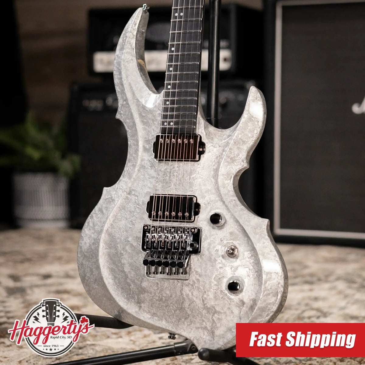 ESP Custom Shop FRX Electric Guitar - Liquid Metal Silver with Hardshe