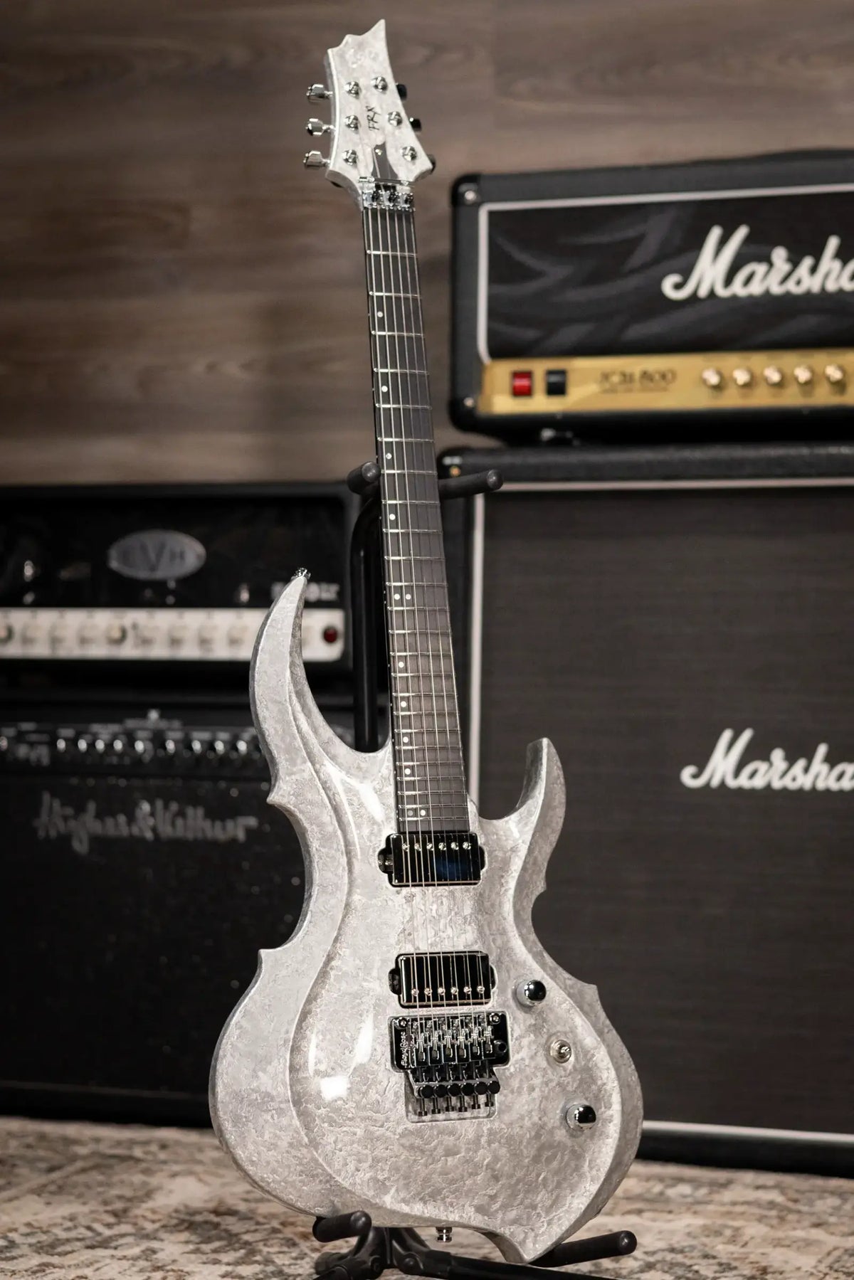 ESP Custom Shop FRX Electric Guitar - Liquid Metal Silver with Hardshe