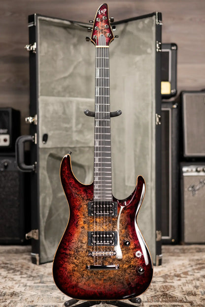 ESP Custom Shop Horizon NT CTM Electric Guitar - See Thru Red Burst with Hardshell Case