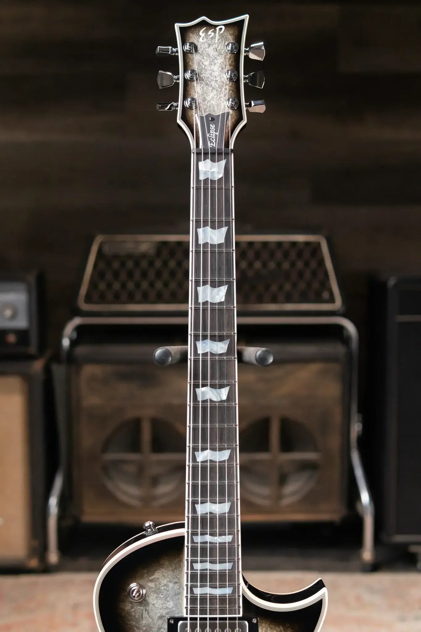 ESP Custom Shop Original Series Eclipse Electric Guitar - Silver Liquid Metal Burst with Hardshell Case