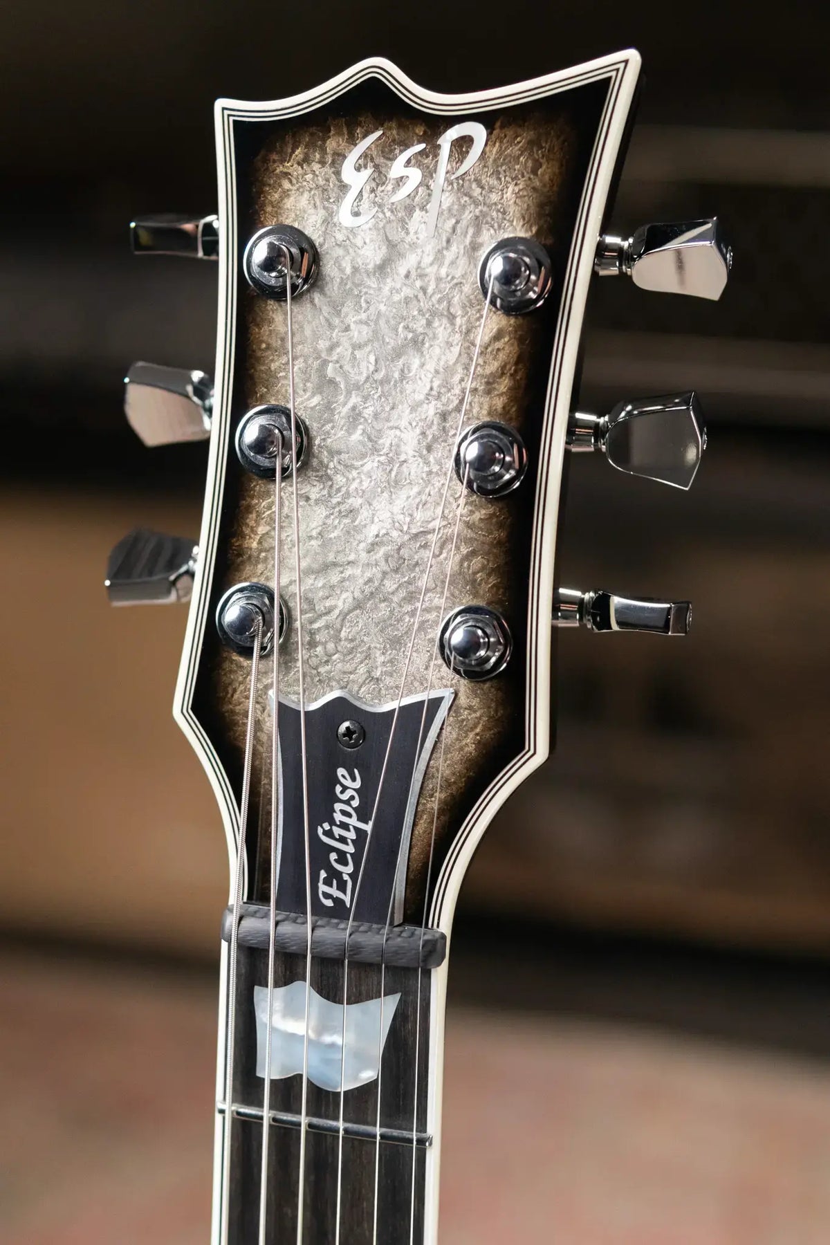 ESP Custom Shop Original Series Eclipse Electric Guitar - Silver Liquid Metal Burst with Hardshell Case