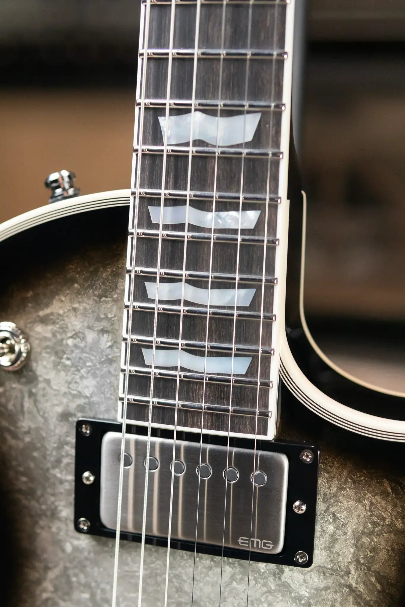 ESP Custom Shop Original Series Eclipse Electric Guitar - Silver Liquid Metal Burst with Hardshell Case