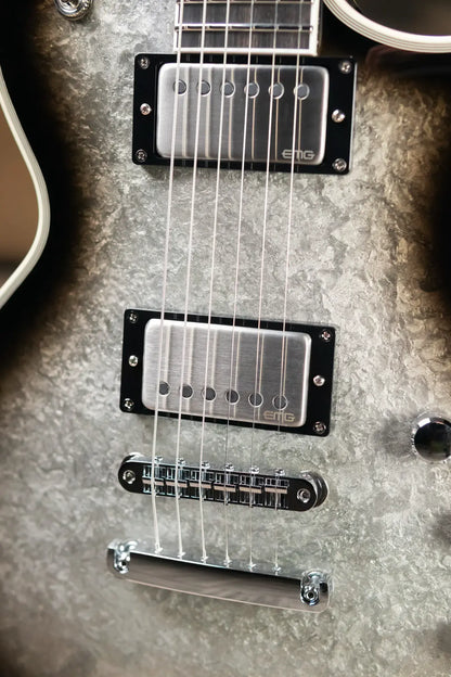 ESP Custom Shop Original Series Eclipse Electric Guitar - Silver Liquid Metal Burst with Hardshell Case