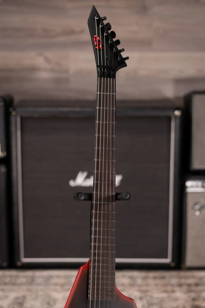 ESP LTD Black Metal Arrow Electric Guitar - Black Red Burst Satin