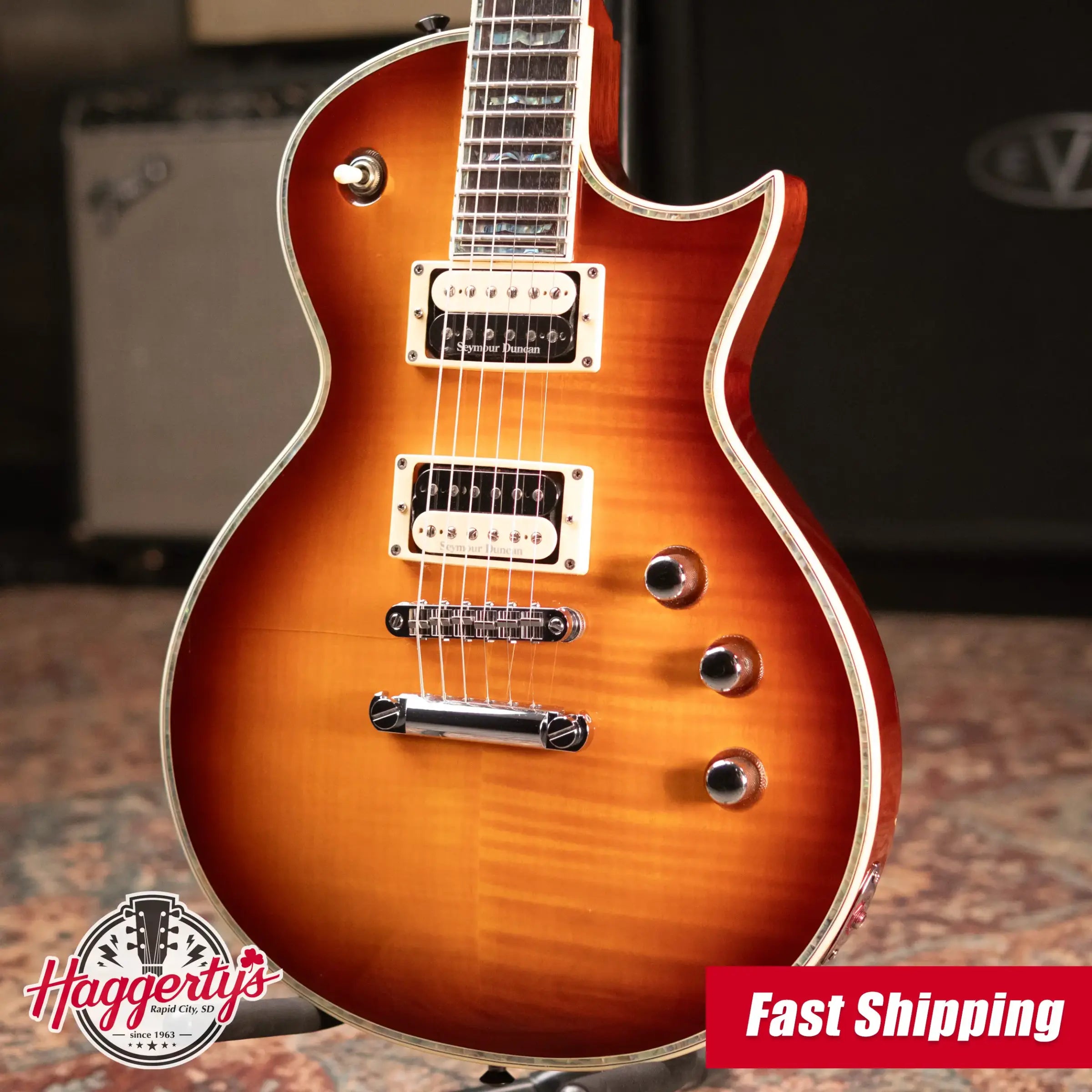 ESP LTD EC-1000 Deluxe Electric Guitar Amberburst with Gibson Gig Bag - Used